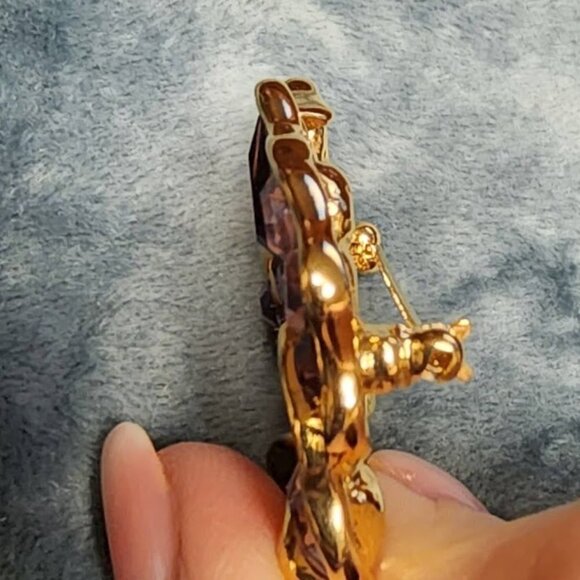 Nolan Miller Vintage Brooch Gold Tone. Rhinestone Pink and Purple Crystal. - Picture 4 of 8